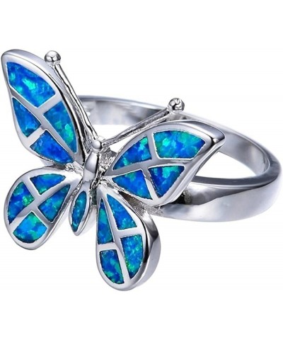 Bohemian Ring Opal Butterfly Ring for Women Engaged Wedding Rings Engagement Ring Party Ring for Girls (Blue, 10) Blue,Purple...