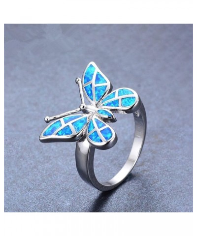 Bohemian Ring Opal Butterfly Ring for Women Engaged Wedding Rings Engagement Ring Party Ring for Girls (Blue, 10) Blue,Purple...