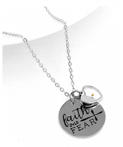 Faith Over Fear Cross Necklace Mustard Seed Charms Christian Pendant Stainless Steel Y855 Heart $7.79 Necklaces