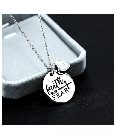 Faith Over Fear Cross Necklace Mustard Seed Charms Christian Pendant Stainless Steel Y855 Heart $7.79 Necklaces