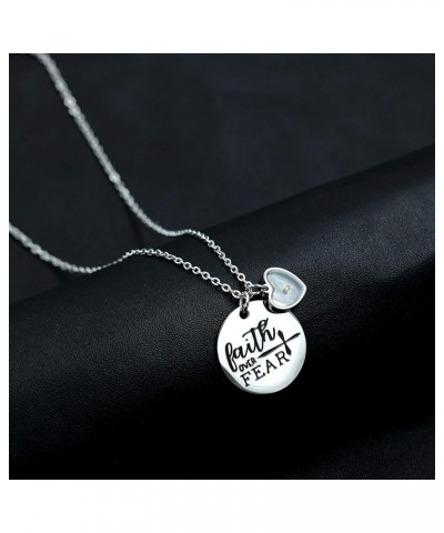 Faith Over Fear Cross Necklace Mustard Seed Charms Christian Pendant Stainless Steel Y855 Heart $7.79 Necklaces