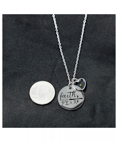 Faith Over Fear Cross Necklace Mustard Seed Charms Christian Pendant Stainless Steel Y855 Heart $7.79 Necklaces