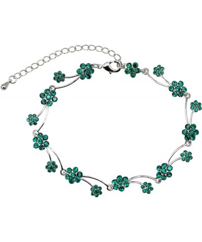 Gorgeous Rhinestone Crystal Floral Necklace Earrings Set Green / Matching Bracelet $14.48 Bracelets