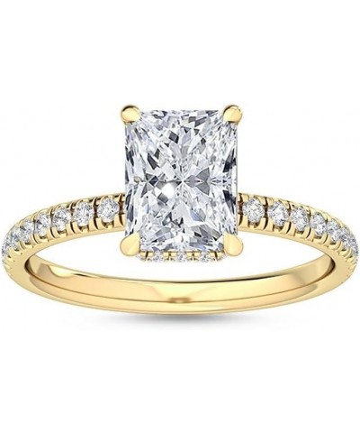 1-5 Carat (ctw) Yellow Gold Radiant Cut LAB GROWN Diamond Side Stone Engagement Ring [ Color E-F, Clarity VS2-SI1 ] 4.5 Radia...