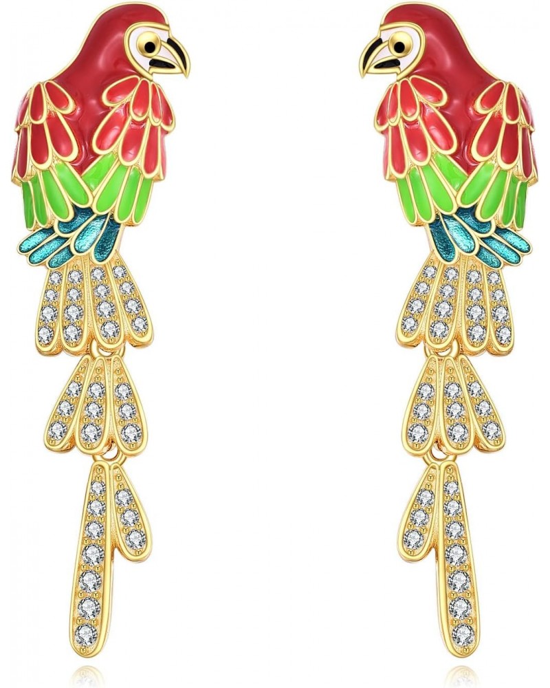 Bird Earrings Sterling Silver Parrot Dangle Stude Earrings Bird Jewelry Gifts for Bird Lovers Women Girls $22.79 Earrings