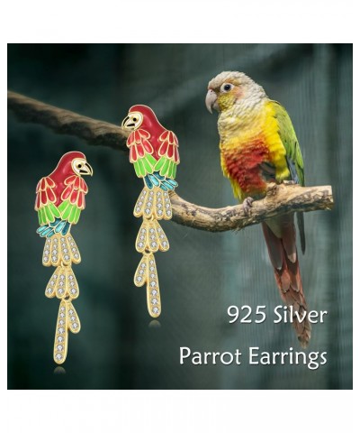 Bird Earrings Sterling Silver Parrot Dangle Stude Earrings Bird Jewelry Gifts for Bird Lovers Women Girls $22.79 Earrings