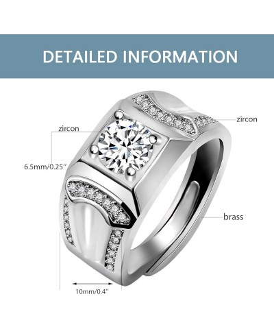 Silver Color Cubic Zirconia Solitaire Wedding Engagement Rings Adjustable His and Hers Couple Rings Set for Women and Men Y37...