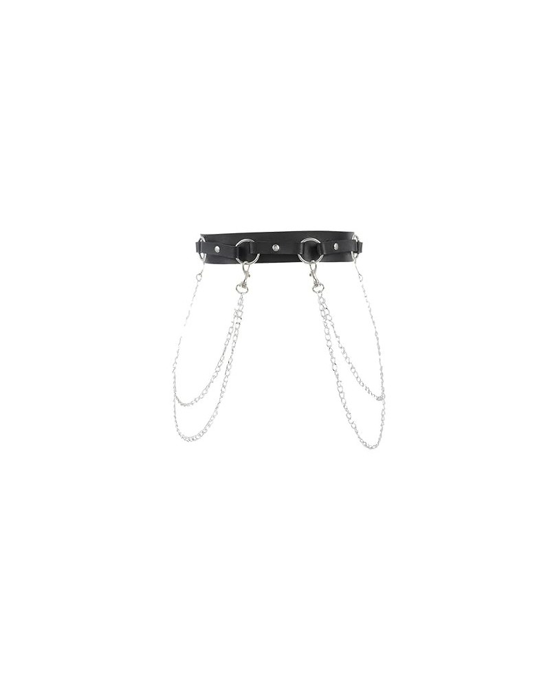 Punk Leather Body Chain Gothic Waist Belt Chains Layered Harness Nightclub Prom Body Accessories for women and Girls (White) ...