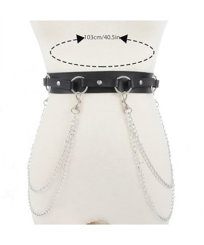 Punk Leather Body Chain Gothic Waist Belt Chains Layered Harness Nightclub Prom Body Accessories for women and Girls (White) ...