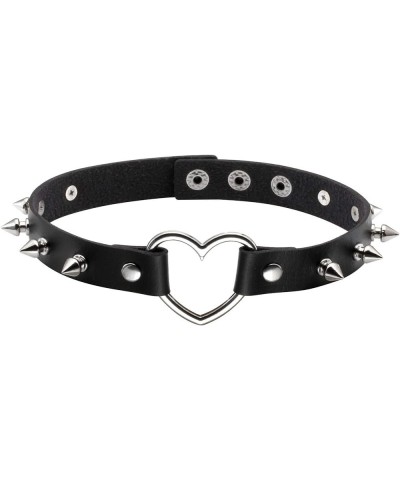 Spiked Choker for Women Leather Love Heart Neckalce Studded Rivets Biker Collar Adjustable Black 1 $8.99 Necklaces