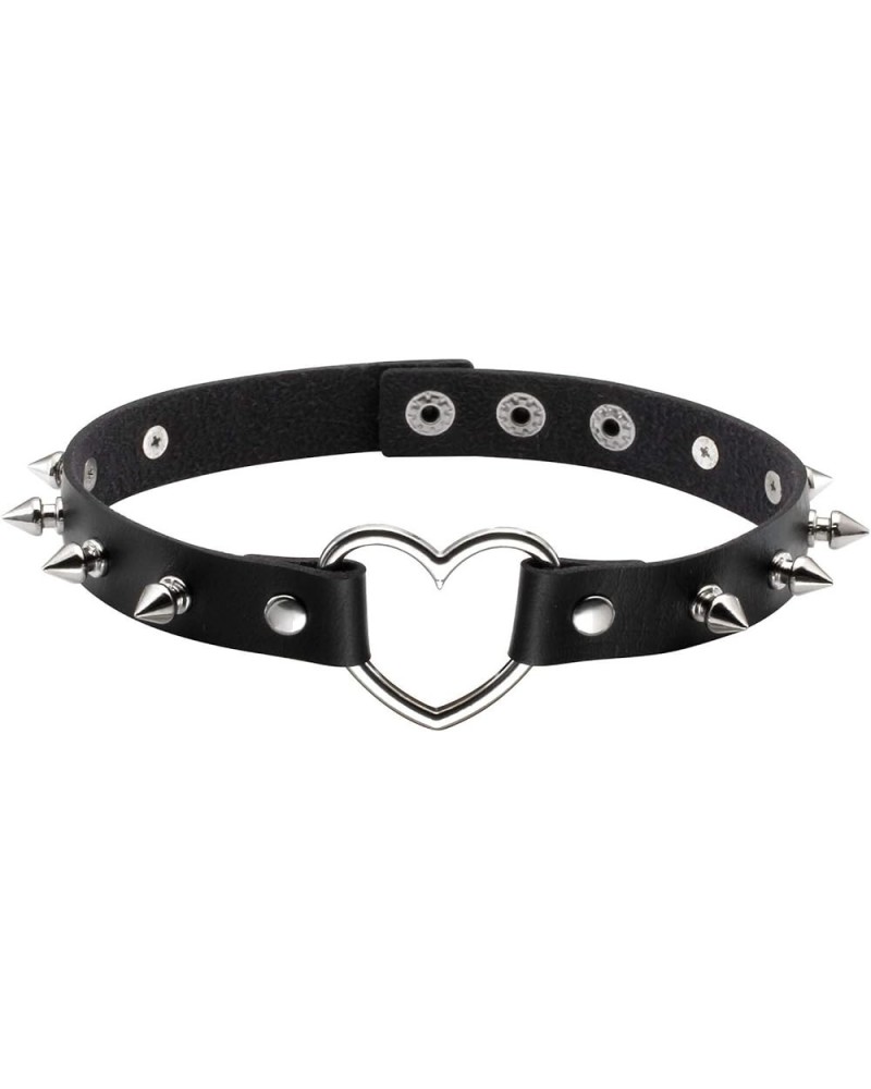 Spiked Choker for Women Leather Love Heart Neckalce Studded Rivets Biker Collar Adjustable Black 1 $8.99 Necklaces