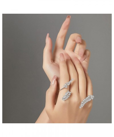 Hand Palm Statement Ring for Women, Fashion Adjustable Multiple Finger Ring CZ Crystal Hand Cuff Bracelet Cocktail Costume We...