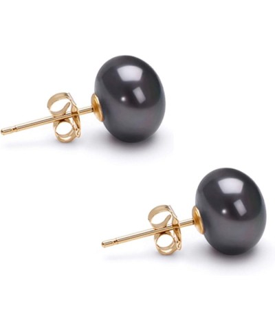 6-11mm Black Freshwater Cultured Pearl Earrings Stud for Women 925 Sterling Silver Push Back or Screw Back Settings AA Qualit...