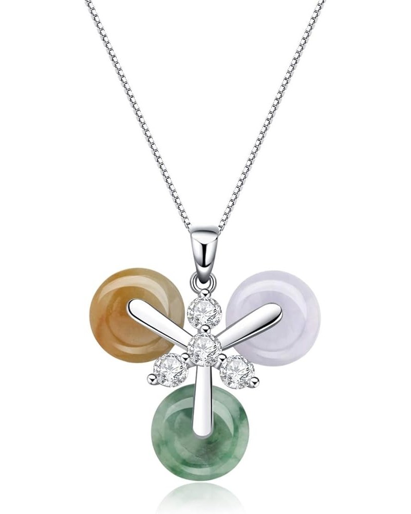 Natural Fine Jade Pendant Set with Silver Support 18" Sterling Silver Necklace. Green,Orange,White 1.2 Inches $32.34 Necklaces