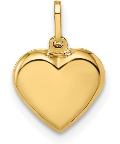 14K Yellow Gold Puffed Heart Pendant for Women (L-14 mm, W-9.89 mm) $35.70 Pendants