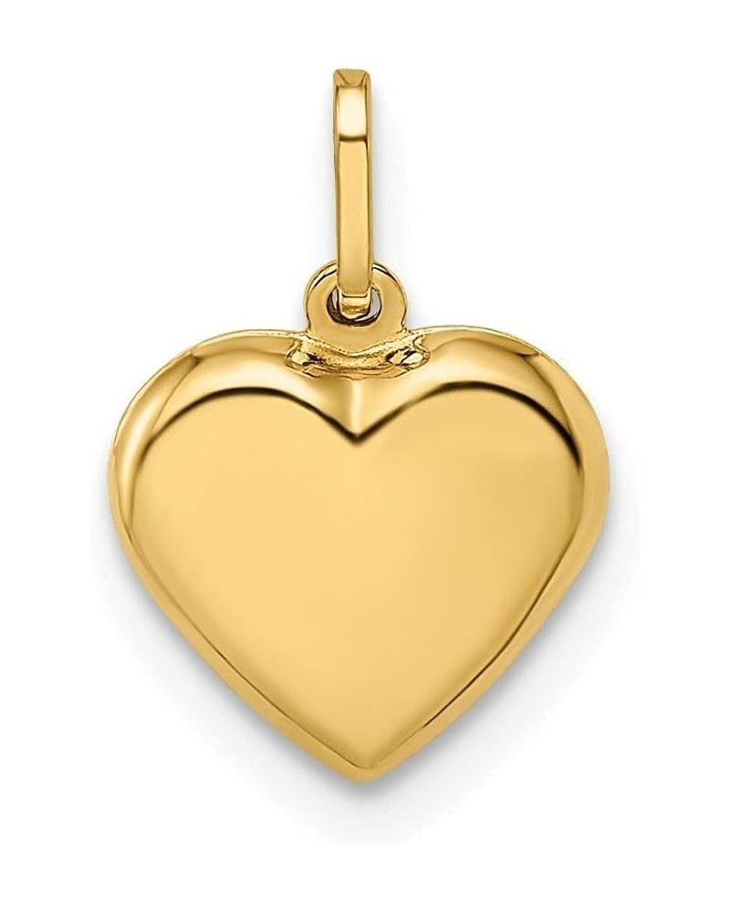 14K Yellow Gold Puffed Heart Pendant for Women (L-14 mm, W-9.89 mm) $35.70 Pendants