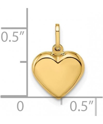 14K Yellow Gold Puffed Heart Pendant for Women (L-14 mm, W-9.89 mm) $35.70 Pendants