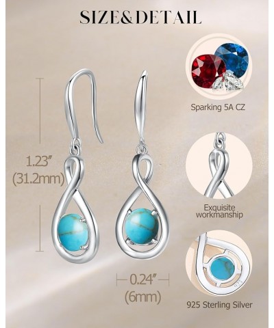 Dangle Drop Earrings 925 Sterling Silver Dainty Infinity Round Gemstone Birthstone Earring Fine Jewelry Birthday Gifts for Gi...