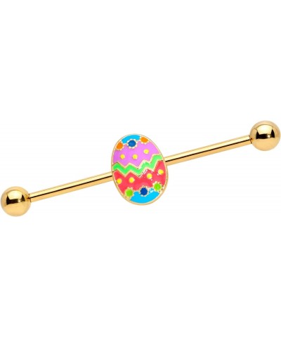 Womens 14G PVD Steel Helix Cartilage Earring Painted Spring Egg Industrial Barbell 38mm $12.53 Body Jewelry