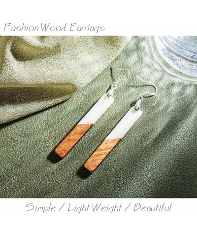 Wood Earring, Wooden Earrings for Women, Boho Earrings Women Dangling Statement Earrings with Gifts Packing B - White Vertica...