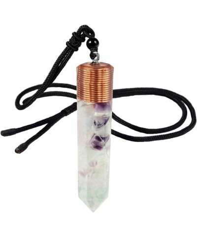 Orgone Crystal Stone Pendant Healing Chakra Stone Chips Pendant Necklace Hexagonal Faceted Pendant with Ajustable Necklace fo...