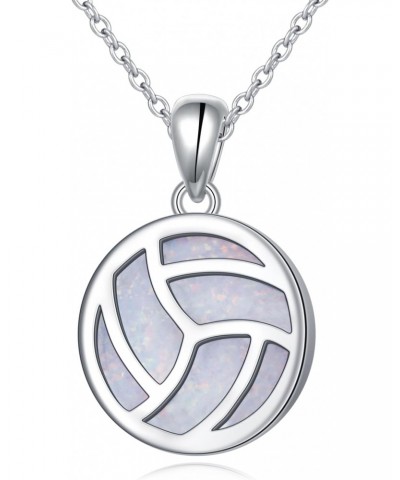 Opal Volleyball Necklace for Teen Girls 925 Sterling Silver Volleyball Pendant Necklaces I Love Volleyball Jewelry Gifts for ...