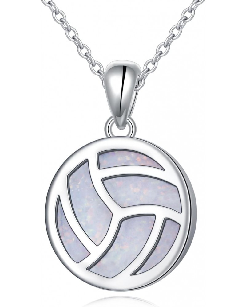 Opal Volleyball Necklace for Teen Girls 925 Sterling Silver Volleyball Pendant Necklaces I Love Volleyball Jewelry Gifts for ...