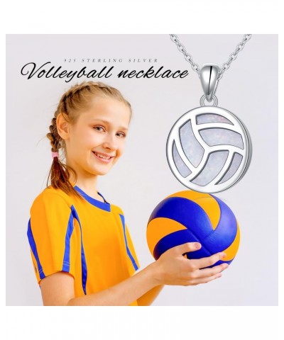 Opal Volleyball Necklace for Teen Girls 925 Sterling Silver Volleyball Pendant Necklaces I Love Volleyball Jewelry Gifts for ...