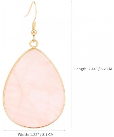 Natural Stone Teardrop Dangle Earrings Quartz Drop Gold Statement Earrings for Women Girls Pink $8.66 Earrings