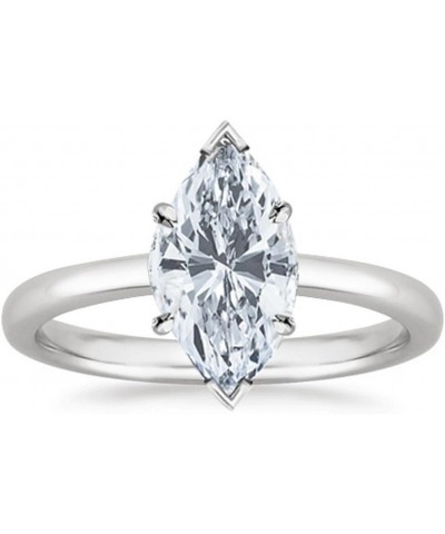 1/2 Carat GIA Certified 14K White Gold Solitaire Marquise Cut Diamond Engagement Ring (0.5 Ct D-E Color, VS1-VS2 Clarity) Pla...