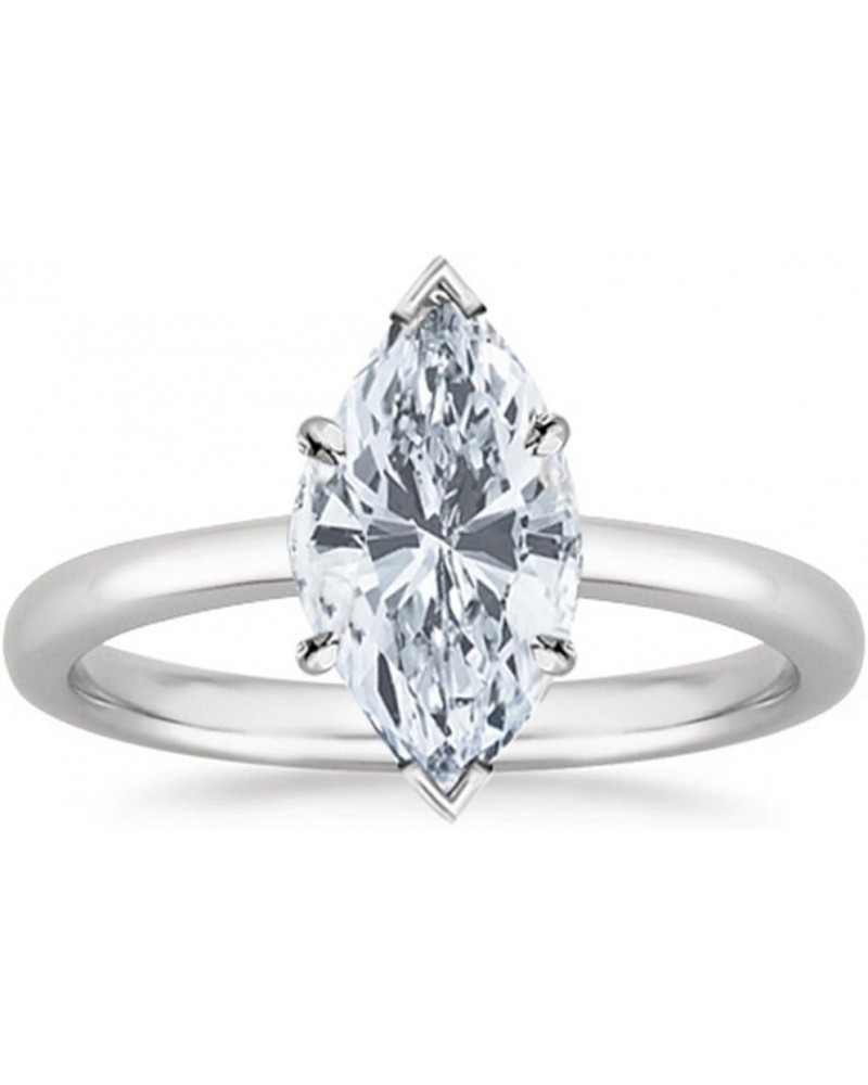 1/2 Carat GIA Certified 14K White Gold Solitaire Marquise Cut Diamond Engagement Ring (0.5 Ct D-E Color, VS1-VS2 Clarity) Pla...