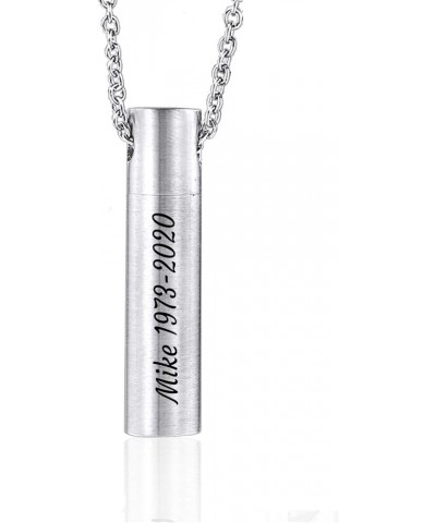 Pack of 1 to 10 Customize Memorial Keepsake Urn Necklace Set for Family Members Friend Brushes Stainless Steel Bar Cylinder C...