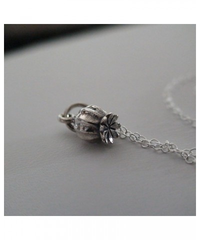 Sterling Silver, Gold, and Bronze Flower Charm Necklaces for Women Poppy $16.50 Necklaces