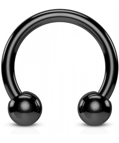 Horseshoe/Circular barbells Titanium IP over 316L Surgical Stainless Steel 12GA, Length: 12mm, Ball: 5mm, Black $10.02 Body J...