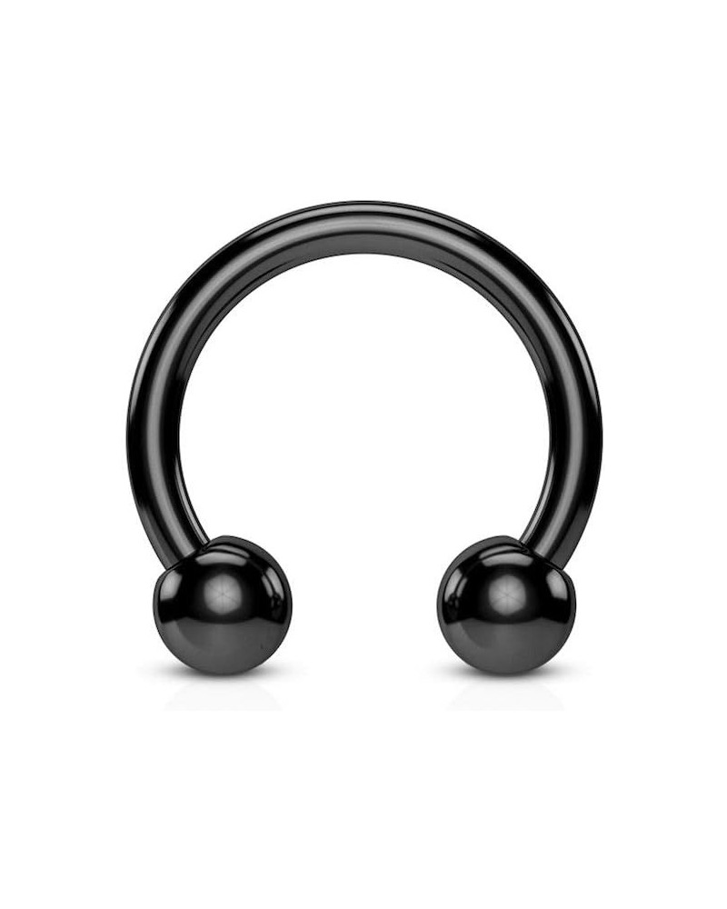 Horseshoe/Circular barbells Titanium IP over 316L Surgical Stainless Steel 12GA, Length: 12mm, Ball: 5mm, Black $10.02 Body J...