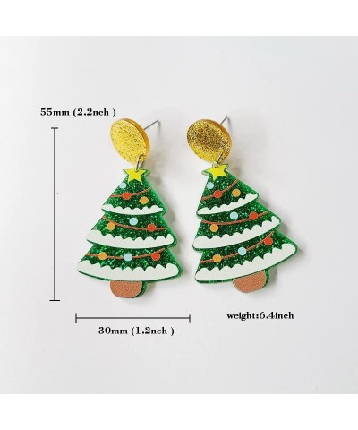 Christmas Earrings Acrylic Cute Santa Claus Christmas Tree Gingerbread Dinosaur Cactus Earrings Christmas Jewelry Gift for Wo...