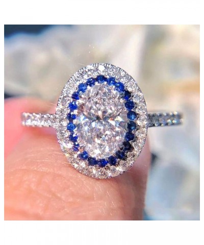 925 silver Shiny Blue Diamond Round Bag Ring Female Diamond Ring Oval Zircon Ring Female Jewelry Found Earring back found $9....