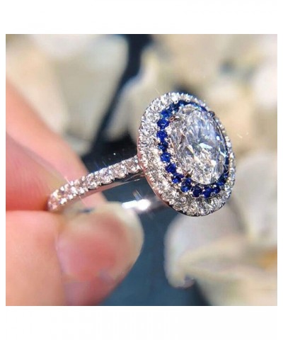 925 silver Shiny Blue Diamond Round Bag Ring Female Diamond Ring Oval Zircon Ring Female Jewelry Found Earring back found $9....