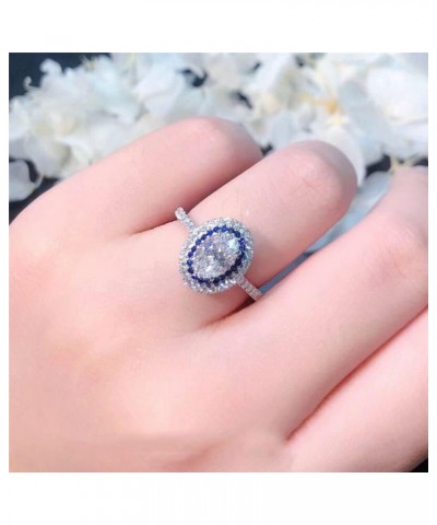 925 silver Shiny Blue Diamond Round Bag Ring Female Diamond Ring Oval Zircon Ring Female Jewelry Found Earring back found $9....