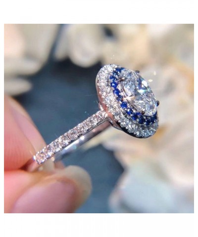 925 silver Shiny Blue Diamond Round Bag Ring Female Diamond Ring Oval Zircon Ring Female Jewelry Found Earring back found $9....