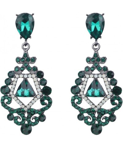 Rhinestone Wedding Bridal Dangle Earrings Vintage Crystal Chandelier Earrings for Women Brides Green $8.39 Earrings