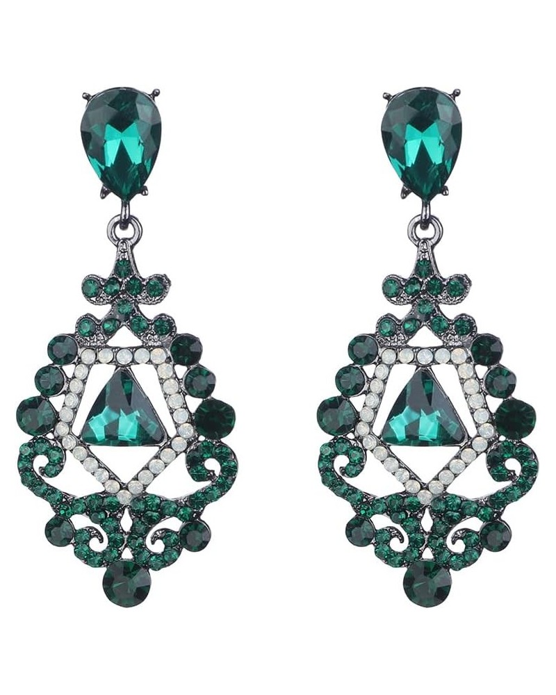 Rhinestone Wedding Bridal Dangle Earrings Vintage Crystal Chandelier Earrings for Women Brides Green $8.39 Earrings