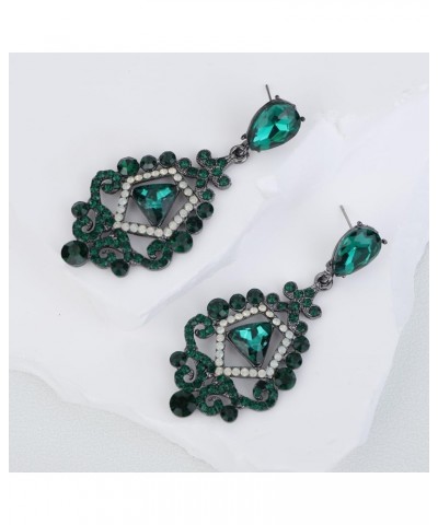 Rhinestone Wedding Bridal Dangle Earrings Vintage Crystal Chandelier Earrings for Women Brides Green $8.39 Earrings