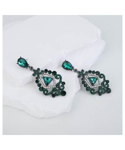 Rhinestone Wedding Bridal Dangle Earrings Vintage Crystal Chandelier Earrings for Women Brides Green $8.39 Earrings