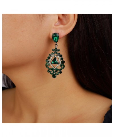 Rhinestone Wedding Bridal Dangle Earrings Vintage Crystal Chandelier Earrings for Women Brides Green $8.39 Earrings