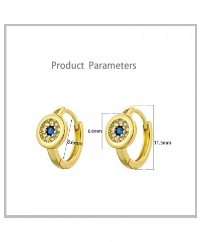 Huggie CZ Evil Eye Small Hoop Earrings for Women Girls Blue Cubic Zirconia Cartilage Hypoallergenic Dainty Protection Lucky B...