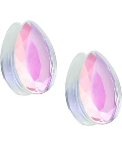 Teardrop Shaped Iridescent Glass Faceted Double Flared Plugs, Sold as a Pair 22mm (7/8") $9.07 Body Jewelry