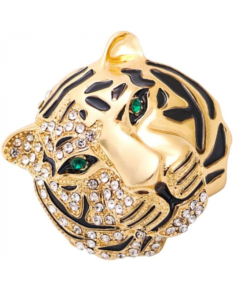 Tiger Head Brooch Animal Brooch Pin: Tiger Leopard Head Rhinestone Brooch Pin Golden Suit Brooch Lapel Pin Badge Vintage Enam...