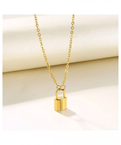 Lock Initial Necklaces Stainless Steel Padlock Letter Pendant Necklace for Women Personalized Jewelry G $8.09 Necklaces