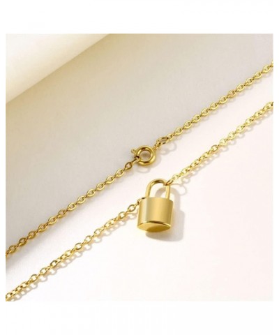 Lock Initial Necklaces Stainless Steel Padlock Letter Pendant Necklace for Women Personalized Jewelry G $8.09 Necklaces